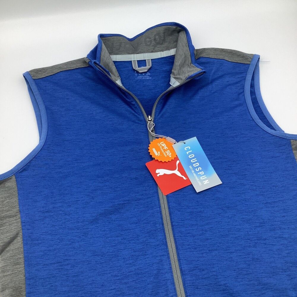 Puma Mens Cloudspun Full Zip‎ Golf Vest Blue Size Small NWT
